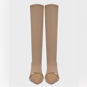 Elegant Tan Lace Up Boots